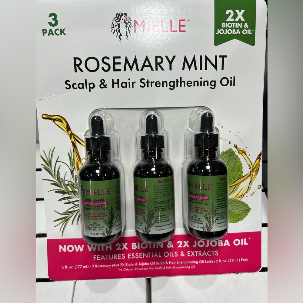 Mielle Organics Rosemary Mint Scalp Hair Strengthening Oil Infused 2Fl Oz 3 Pack
